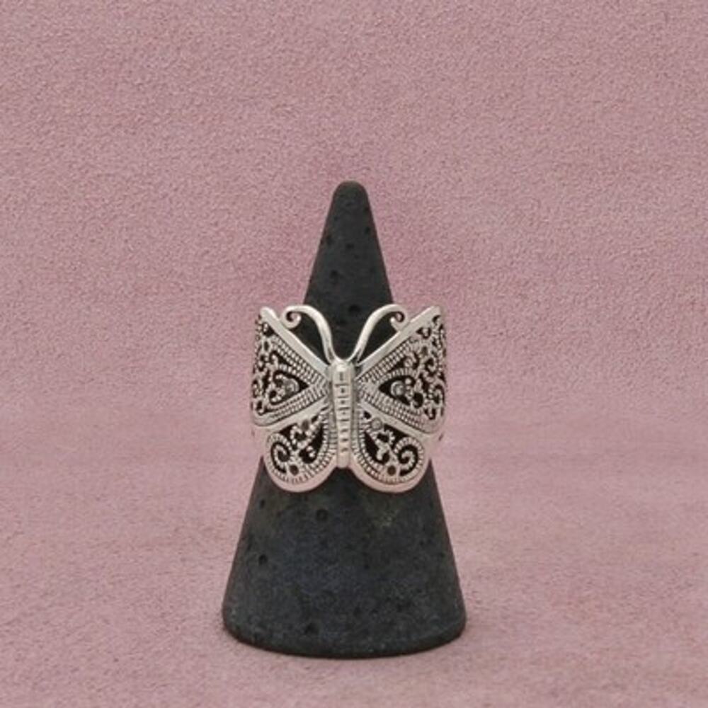 Sterling Silver Vintage Filigree Butterfly Openwork Ring Size 8